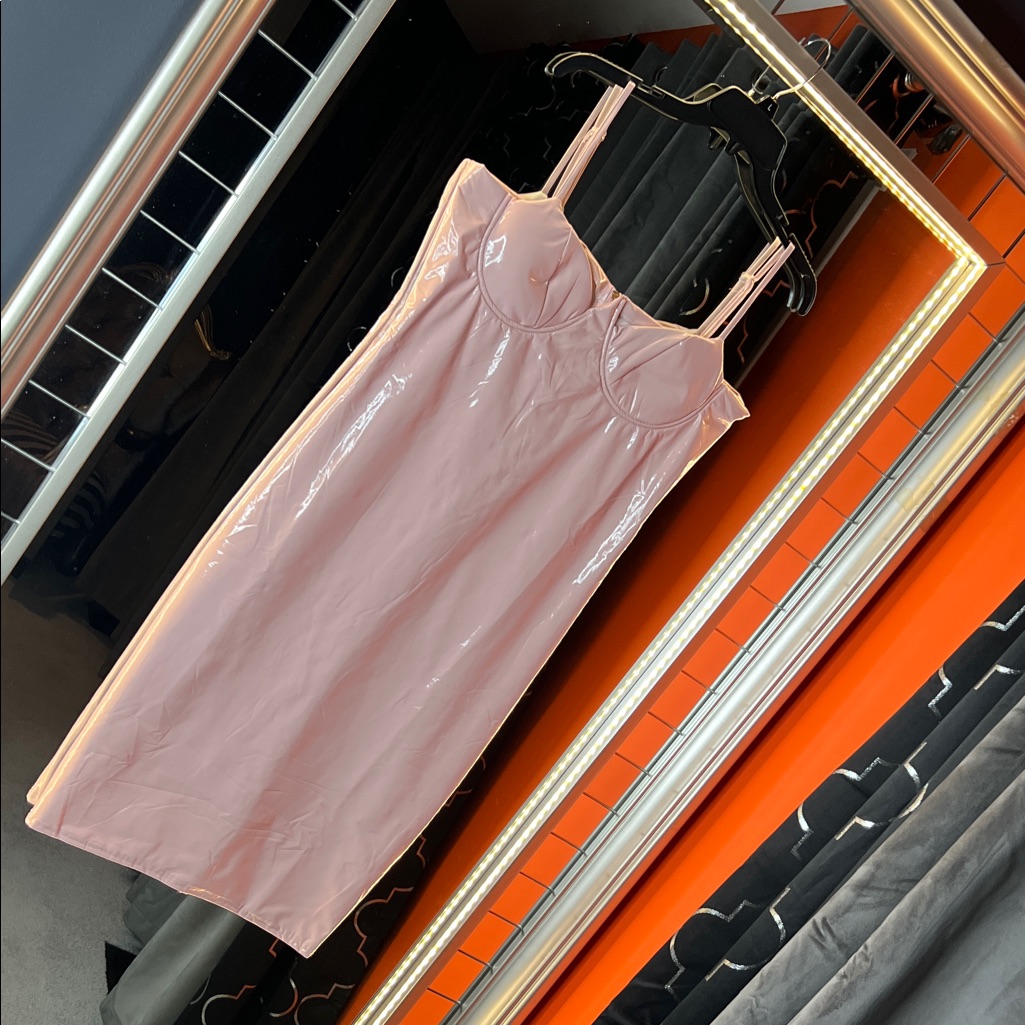 Elite Prettylittlething Pink High-Gloss Vinyl Hourglass Gown